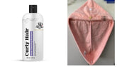 Ultimate Curly Hair Care Combo by Bollywood Stylist Savio John Pereira: Curly Hair Shampoo + Microfiber Hair Towel Wrap (Pink) for Soft, Hydrated Curls, Quick Drying, and Frizz-Free Results